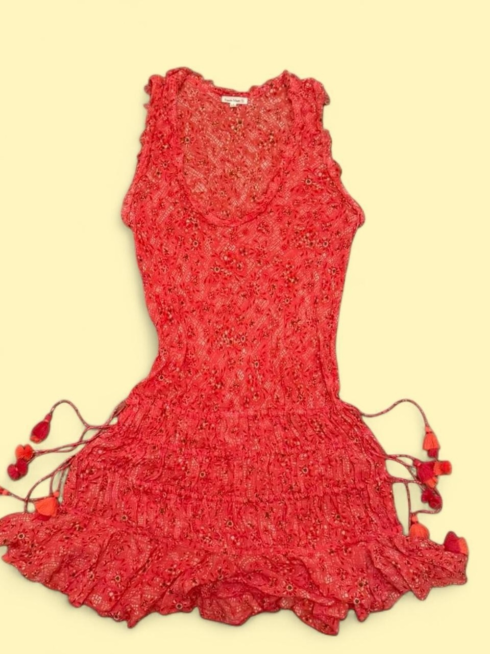 Poupette St. Barth Coral Mini Tassel Dress